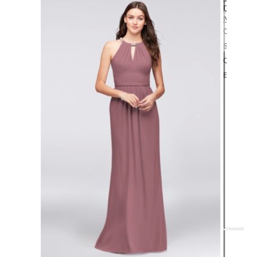 NWT Crepe Halter Bridesmaid Dress with Beaded …